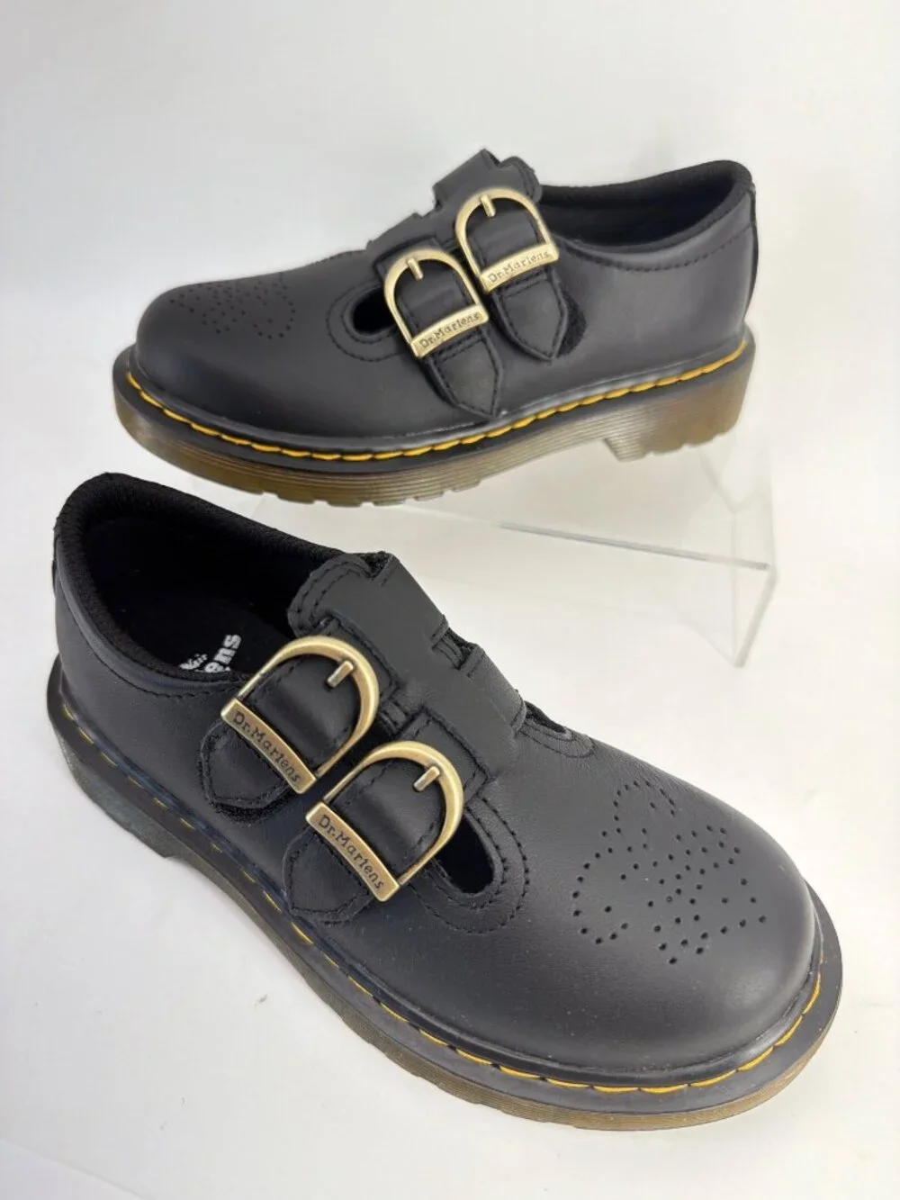 Dr Martens 8065 Black Leather Mary Jane Formal Girl Shoes Kids Size 12